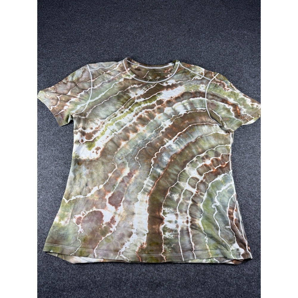 Lululemon Geode Tie Dye Tee Green Brown Mens Medium Hiking Outdoor